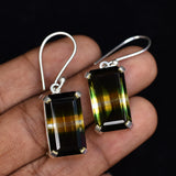 54.75 Ct NATURAL Tourmaline CERTIFIED Bi-Color Emerald Earring Pair Gemstone