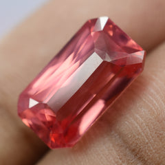 Natural 9.35 Ct Sapphire Padparadscha Emerald Cut Loose Gemstone CERTIFIED