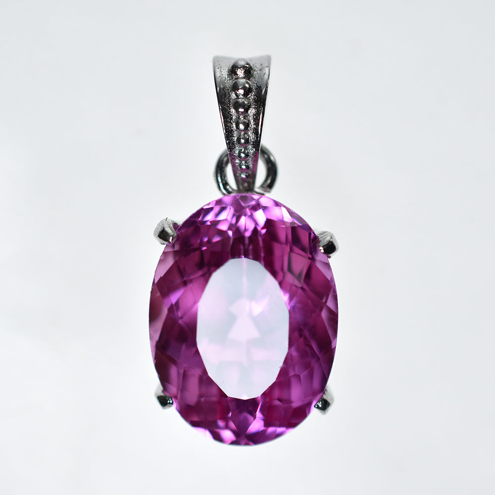 29.55 Ct NATURAL Pink Sapphire 925 CERTIFIED Sterling Silver Oval Shape Pendant