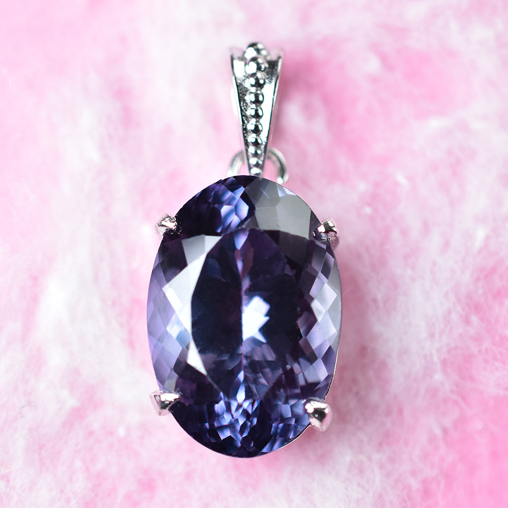 35.20 Ct Color Change Natural CERTIFIED Oval Alex 925 Sterling Silver Pendant