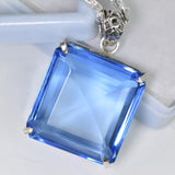 Brazilian Certified NATURAL Topaz 108 Ct Square 925 Starling Silver Pendant Gems