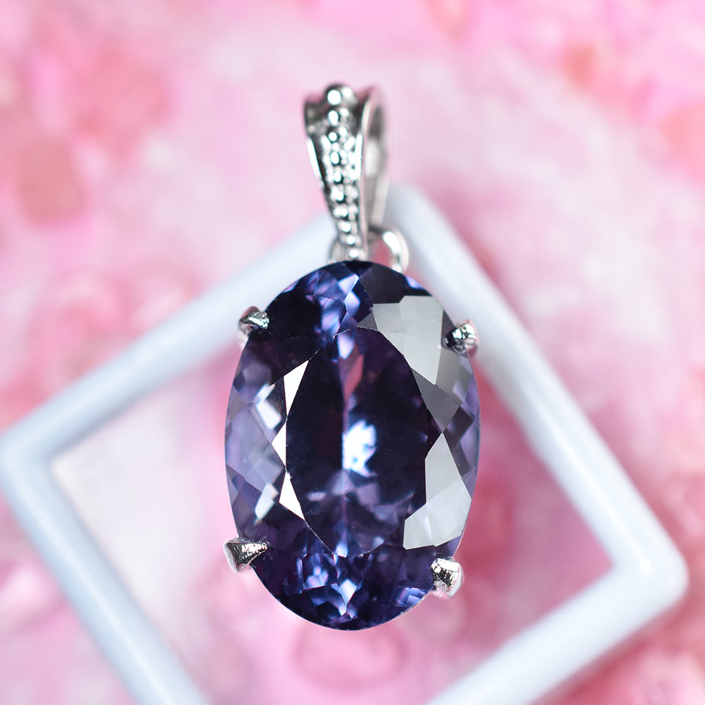 35.20 Ct Color Change Natural CERTIFIED Oval Alex 925 Sterling Silver Pendant