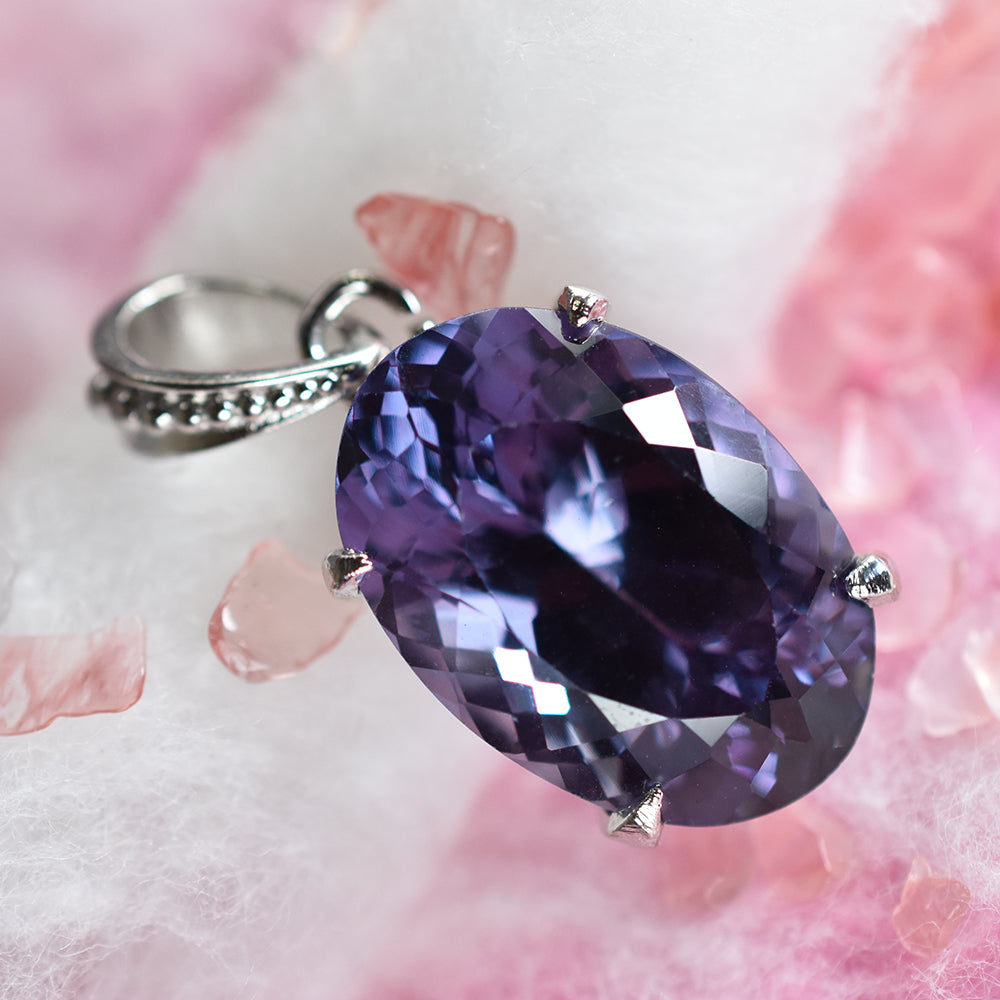 35.20 Ct Color Change Natural CERTIFIED Oval Alex 925 Sterling Silver Pendant