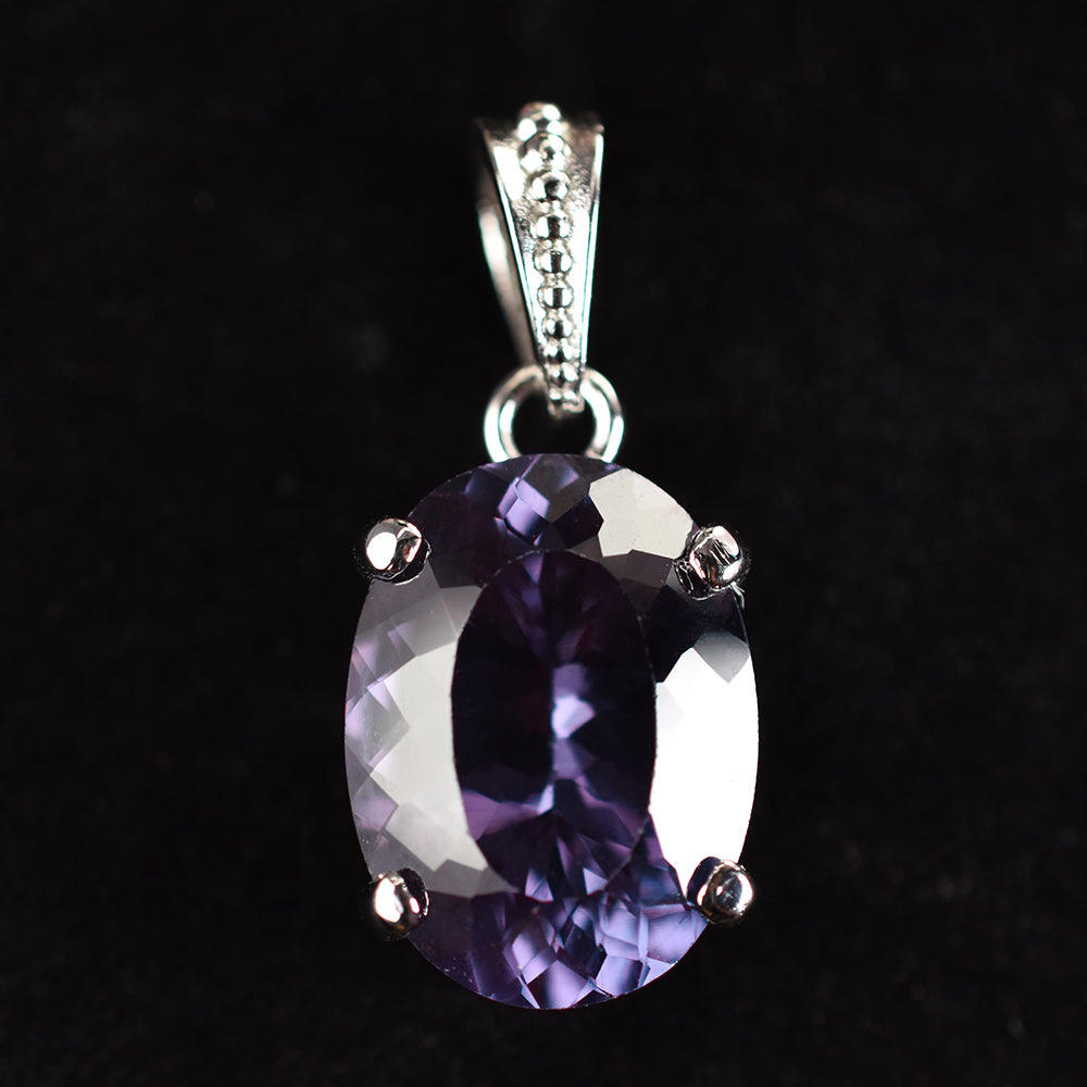 925 Sterling Silver CERTIFIED 25.80 Ct Natural Alex Color Change Oval Pendant