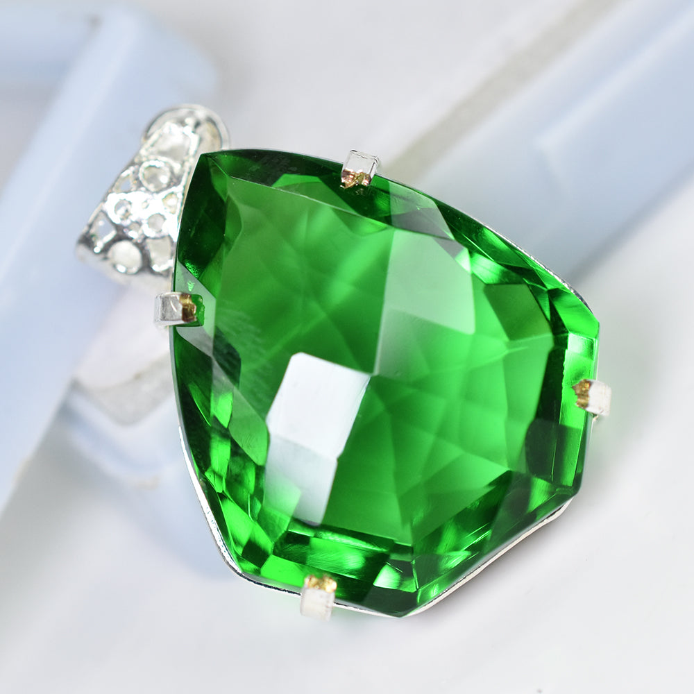 silver emerald pendant India