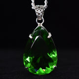 A+ Certified Green Emerald 78.85 Ct Lab Created Pear Gemstone Pendant Jewelry