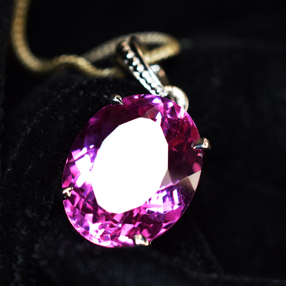925 Sterling Silver Pink Sapphire Pendant Natural Oval 29 Ct CERTIFIED Gemstone