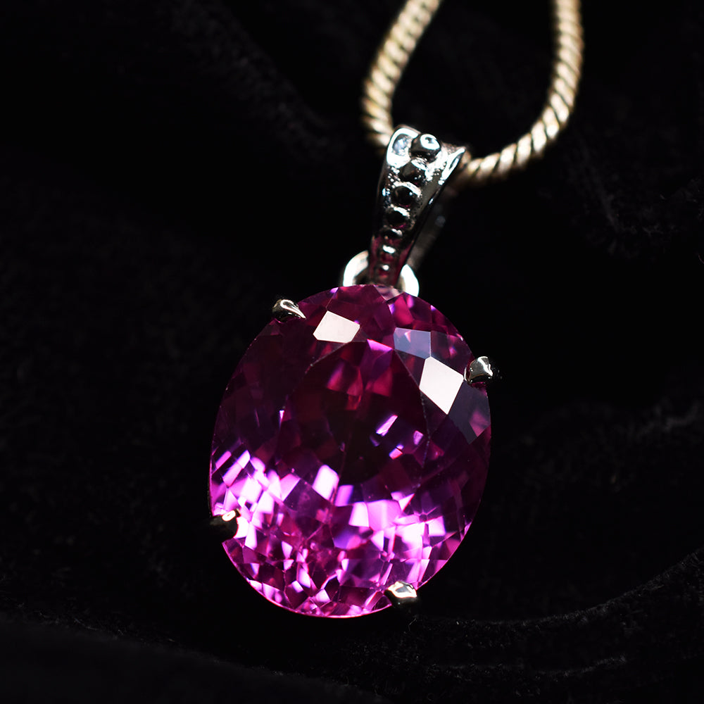 925 Sterling Silver Pink Sapphire Pendant Natural Oval 29 Ct CERTIFIED Gemstone