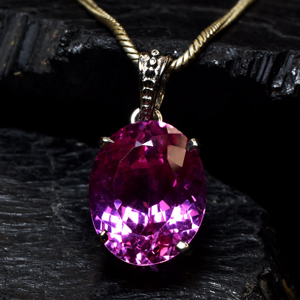 925 Sterling Silver Pink Sapphire Pendant Natural Oval 29 Ct CERTIFIED Gemstone