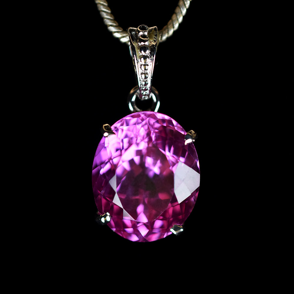 925 Sterling Silver Pink Sapphire Pendant Natural Oval 29 Ct CERTIFIED Gemstone