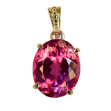 925 Sterling Silver Pink Sapphire Pendant Natural Oval 29 Ct CERTIFIED Gemstone