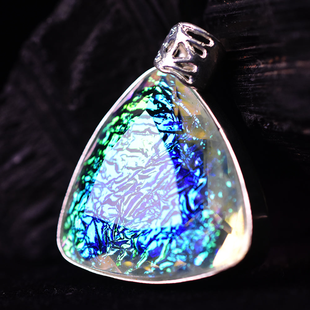 Lab Created 68.45 Ct Trillion Cut Monarch Opal Certified Rare Gemstone Pendant
