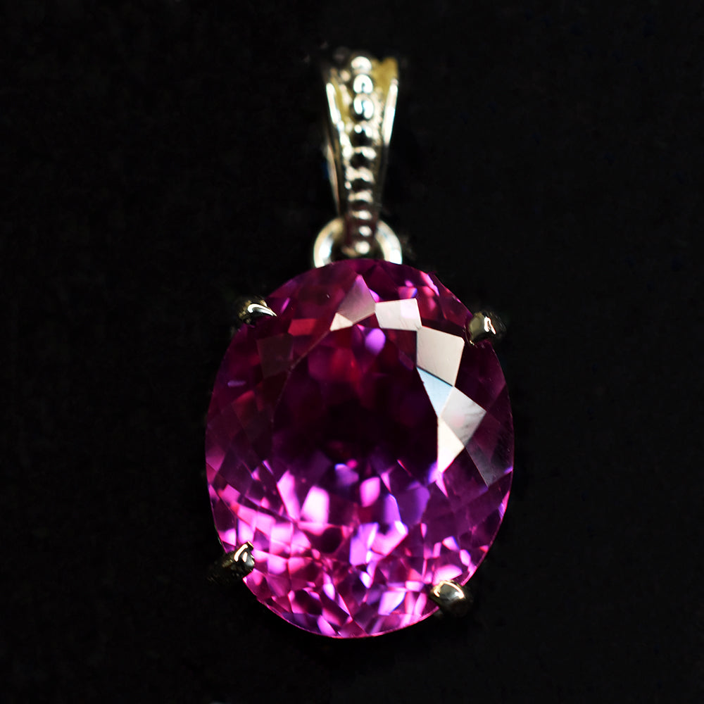 925 Sterling Silver Pink Sapphire Pendant Natural Oval 29 Ct CERTIFIED Gemstone
