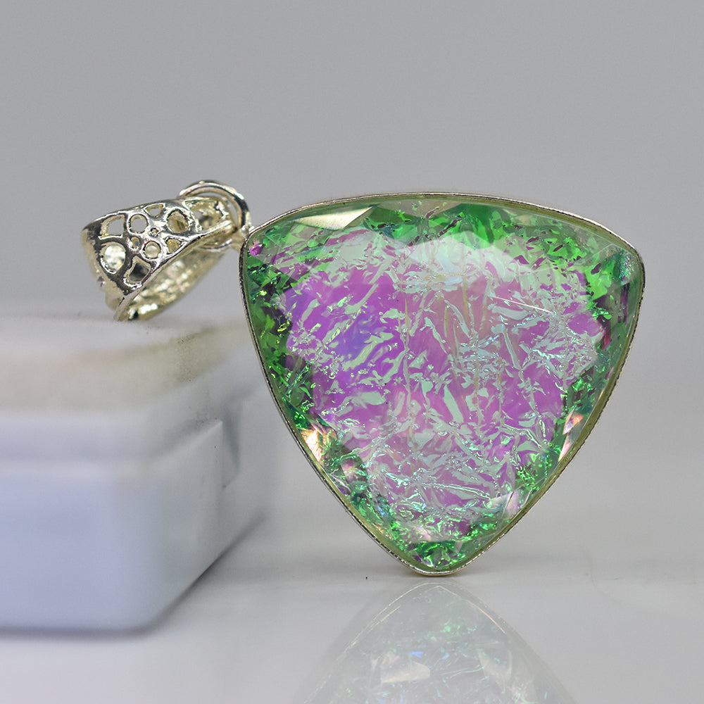 Lab Created 68.45 Ct Trillion Cut Monarch Opal Certified Rare Gemstone Pendant