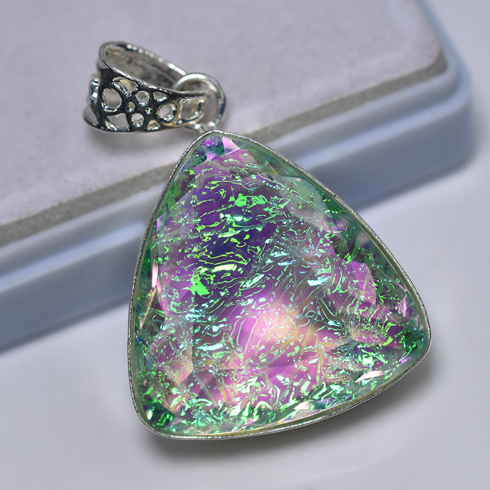Lab Created 68.45 Ct Trillion Cut Monarch Opal Certified Rare Gemstone Pendant