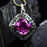 925 Sterling Silver Pink Tourmaline Natural Pendant 35 Ct Gemstone CERTIFIED