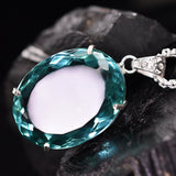 925 Sterling Silver Oval Pendant Aquamarine 137 Ct Certified Lab Created Gems