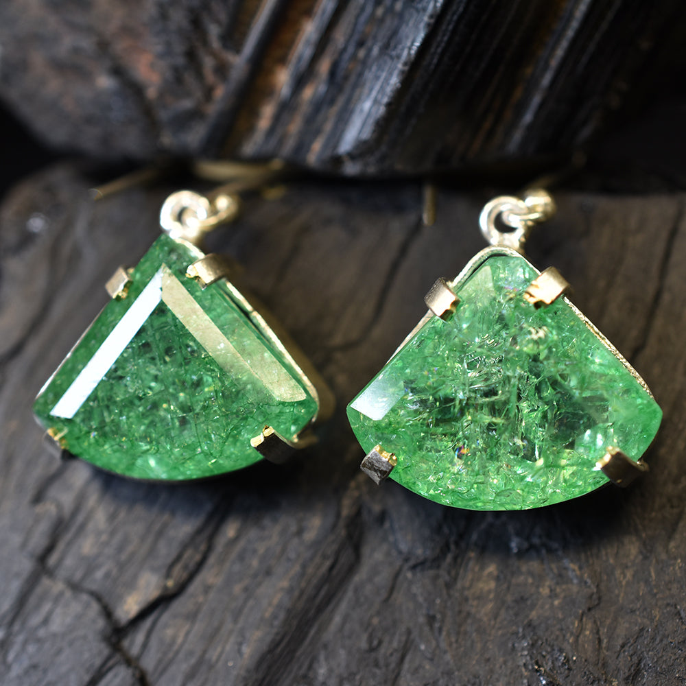 Natural Fancy Earring 925 Sterling Silver 72.30 Ct Green Emerald Gems Certified