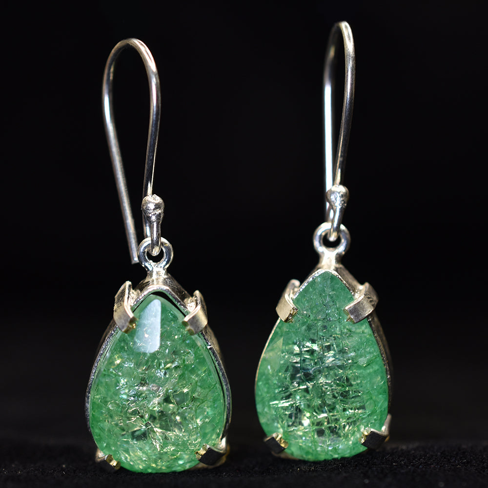 Colombian Green Emerald Pear Earring 925 Sterling Silver 59 Ct Certified Gems
