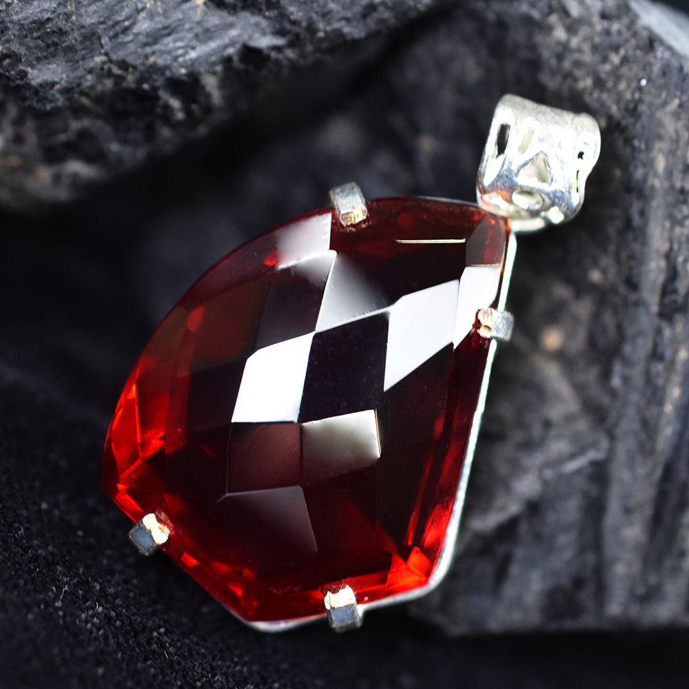 sterling silver ruby pendant