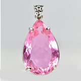 A+ Certified Pear Cut 116 Ct Lab Created Pink Sapphire Pendant Gemstone For Gift