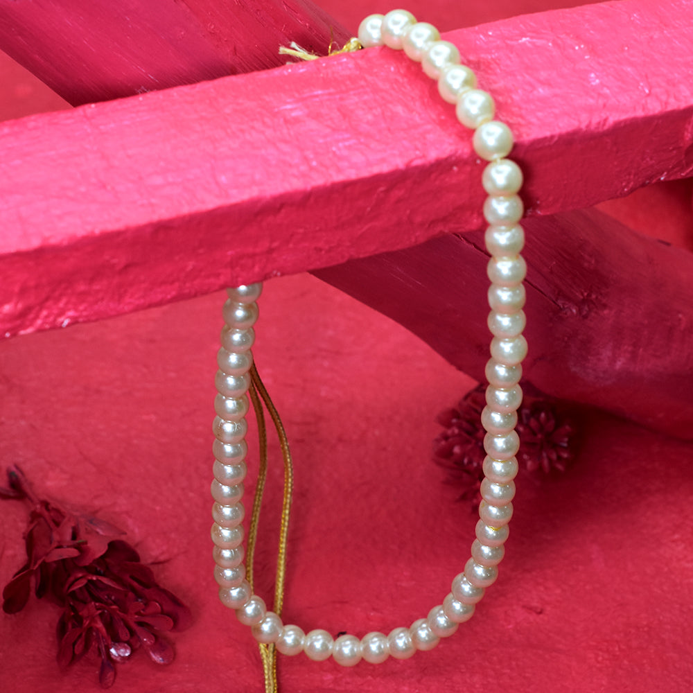 Natural Pearl 172.29 Ct Round with Adjustable Gold Thread 50 Gems Clasp Jewelry