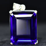 CERTIFIED Silver Pendant 170.15 Ct Lab Created Emerald Blue Tanzanite Gemstone