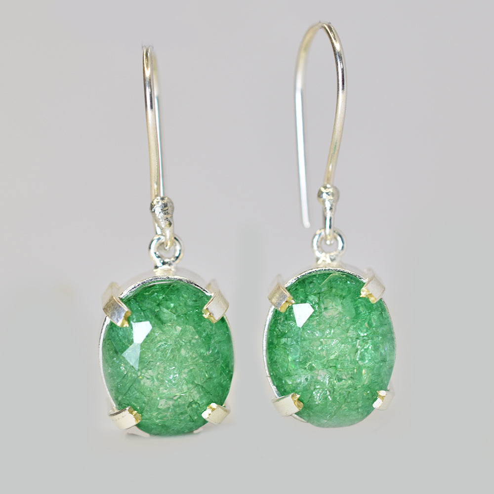 Colombian Natural Green Emerald 51 Ct Oval CERTIFIED 925 Starling Silver Earring