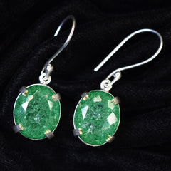 Colombian Natural Green Emerald 51 Ct Oval CERTIFIED 925 Starling Silver Earring