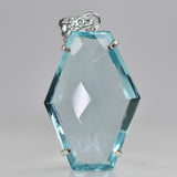 CERTIFIED Lab Created 126 Ct Aquamarine Fancy 925 Sterling Silver Pendant Gems