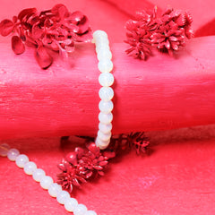 77.40 Ct Certified Milky White & Blue Opalite Bracelet 24 Round Beads Party Wear