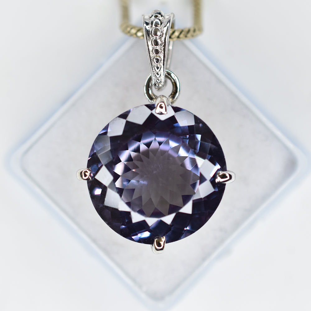 925 Sterling Silver Natural Pendant 36 Ct Color Change Alexandrite CERTIFIED