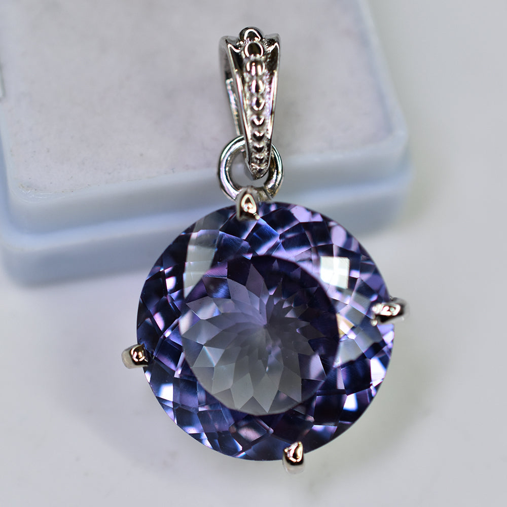 925 Sterling Silver Natural Pendant 36 Ct Color Change Alexandrite CERTIFIED