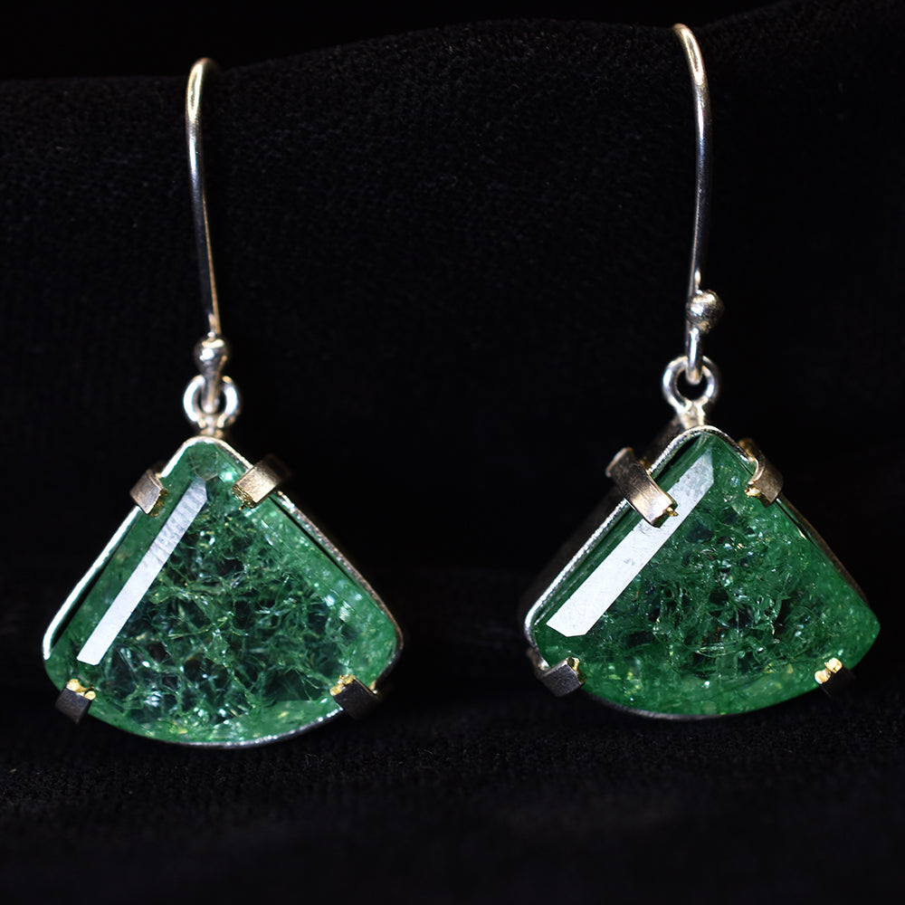Natural Green Emerald 63 Ct CERTIFIED Fancy 925 Sterling Silver Stone Earring