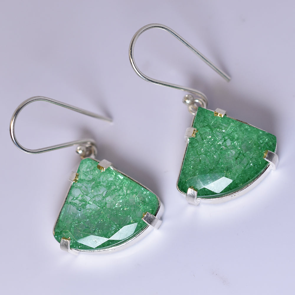 Natural Green Emerald 63 Ct CERTIFIED Fancy 925 Sterling Silver Stone Earring