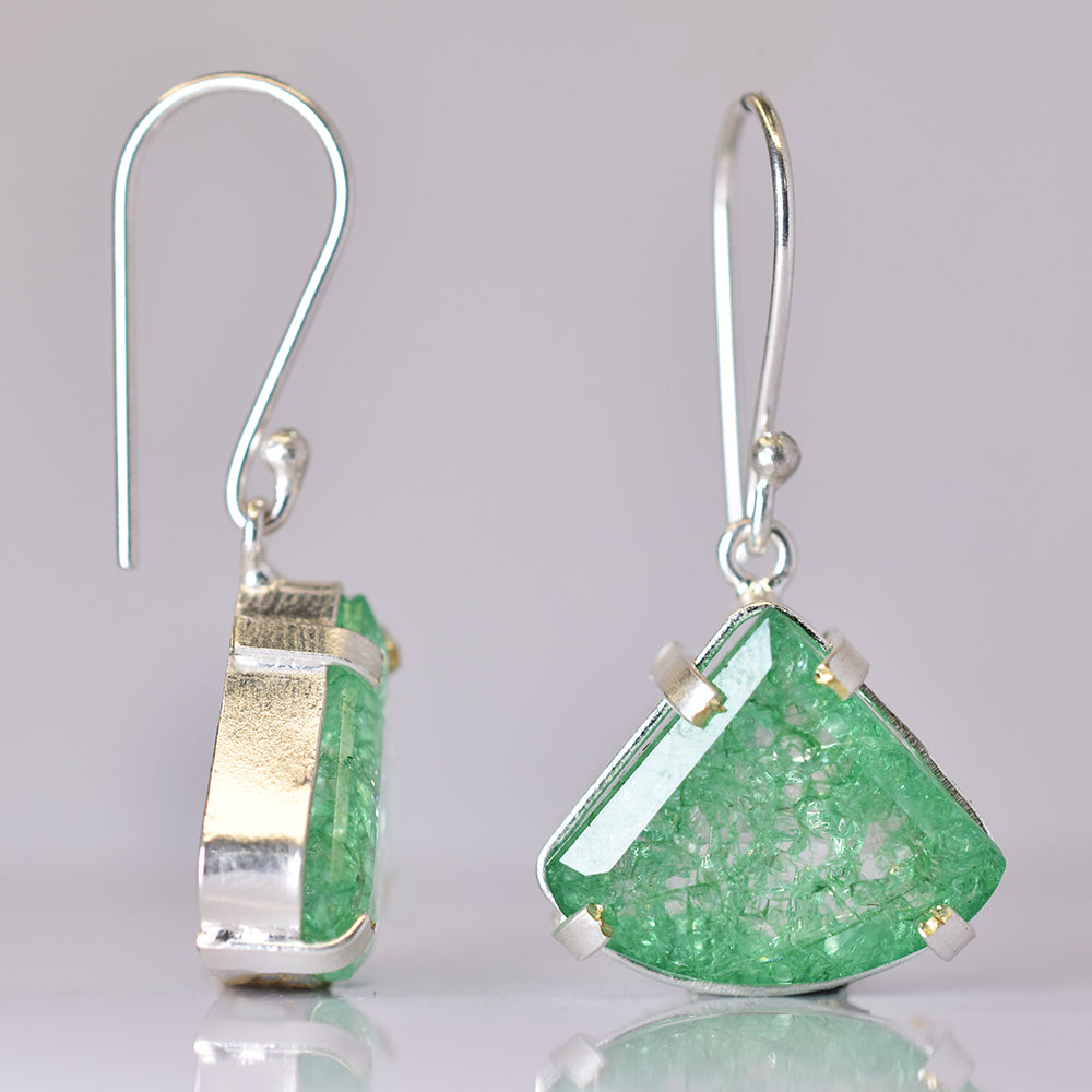 Natural Green Emerald 63 Ct CERTIFIED Fancy 925 Sterling Silver Stone Earring