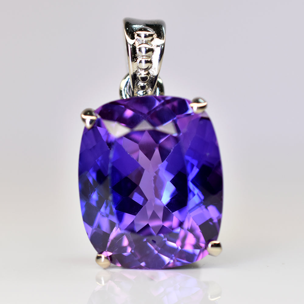 A+ 925 Sterling Silver Natural Cushion Pendant Purple Tanzanite 26 Ct CERTIFIED