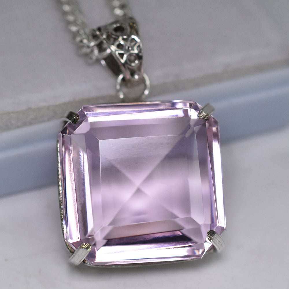 A+ Quality Certified Square 93.35 Ct Lab Created Pink Sapphire Pendant Gemstone