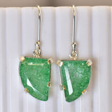 A+ CERTIFIED 925 Sterling Silver 57 Ct Natural Green Emerald Stone Fancy Earring