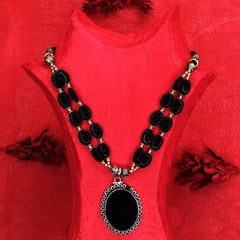 296.2 Ct Natural Certified Onyx Jewelry 925 Stirling Silver Necklace For Party