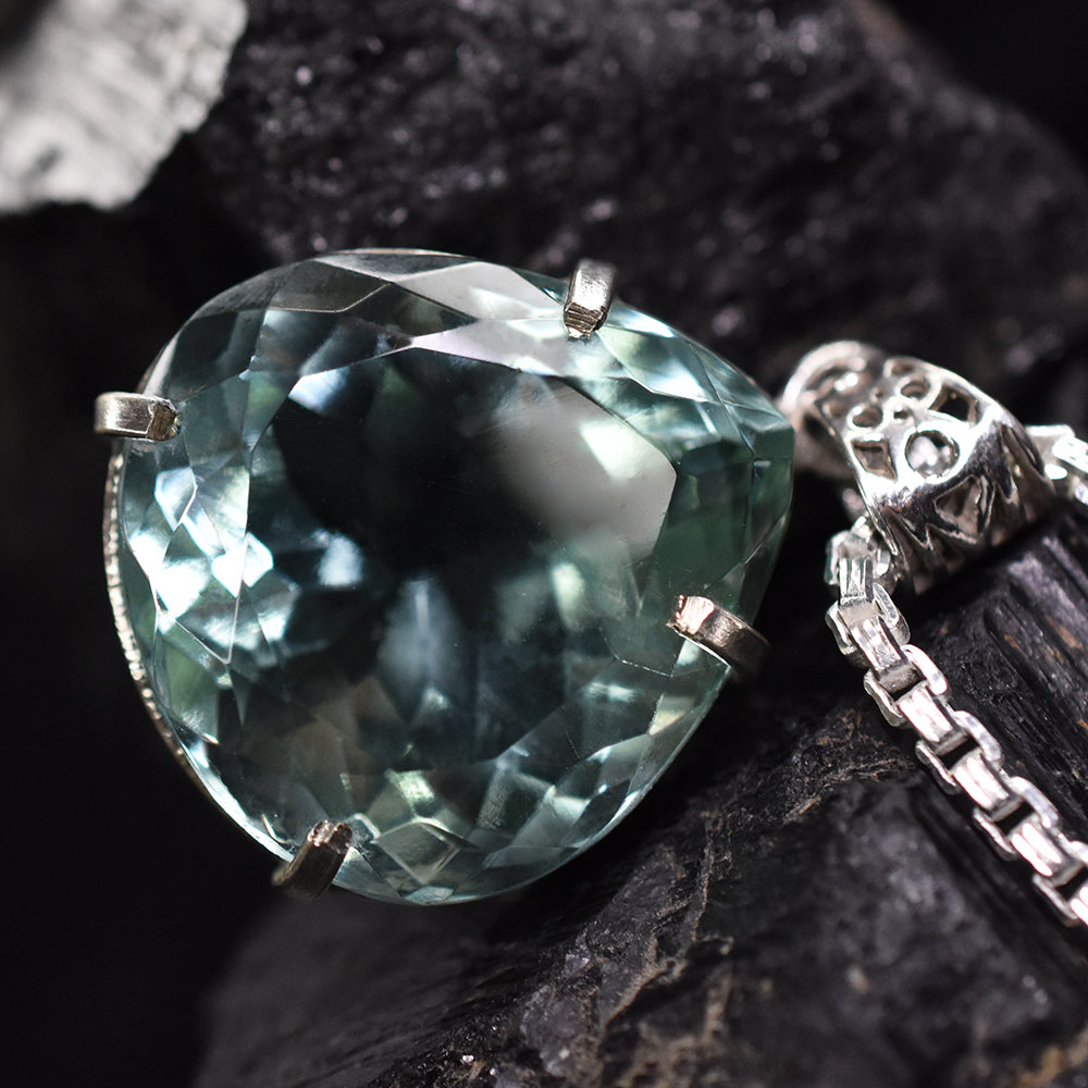 Lab Created 925 Sterling Silver 74 Ct Perfect Pear Cut CERTIFIED Gems Pendant