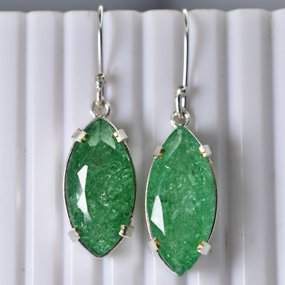 CERTIFIED 925 Sterling Silver 65 Ct Natural Marquise Green Emerald Gems Earring