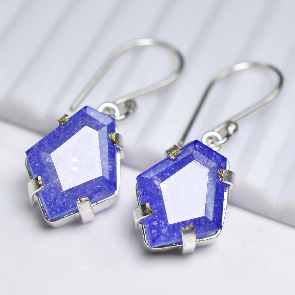 Natural Purple Tanzanite 52 Ct CERTIFIED 925 Starling Silver Gems Fancy Earring
