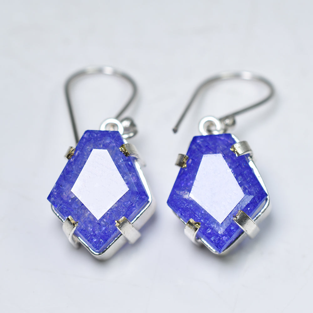 Natural Purple Tanzanite 52 Ct CERTIFIED 925 Starling Silver Gems Fancy Earring