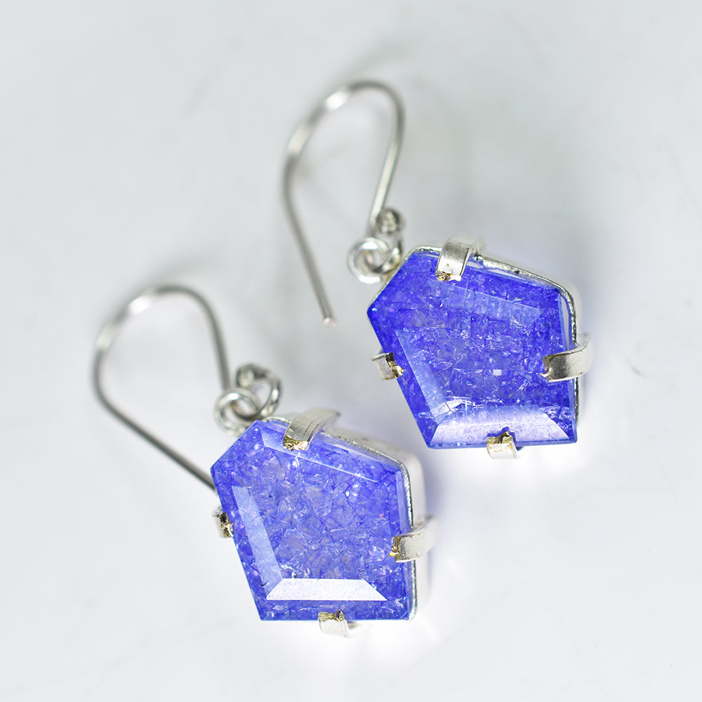 Natural Purple Tanzanite 52 Ct CERTIFIED 925 Starling Silver Gems Fancy Earring