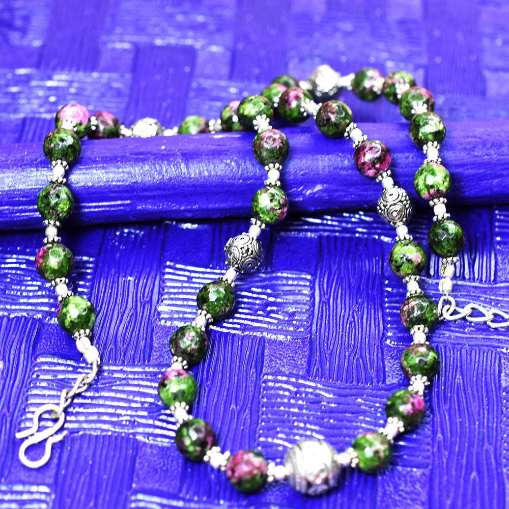 Natural Zoisite Ruby 208.2 Ct Verified 925 Stirling Silver Jewlery Neckless Gems