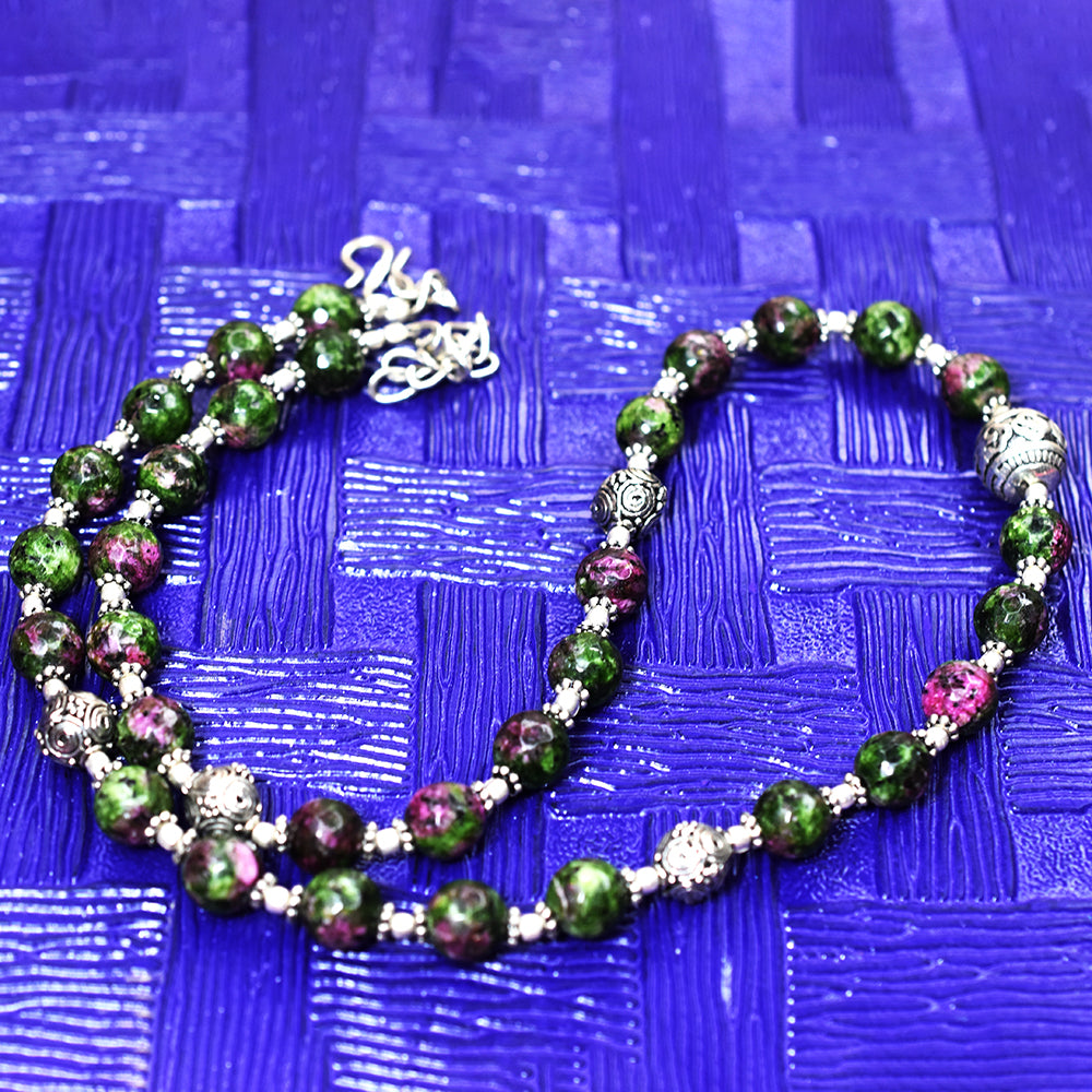 Natural Zoisite Ruby 208.2 Ct Verified 925 Stirling Silver Jewlery Neckless Gems