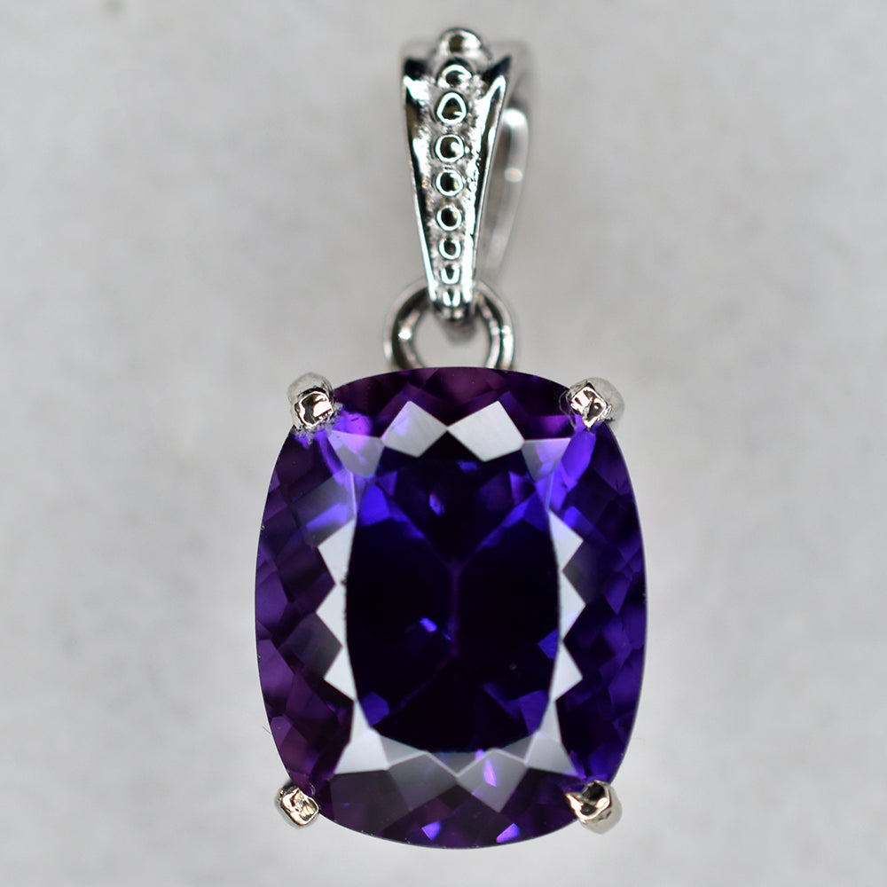 24 Ct Natural Cushion 925 Sterling Silver Pendant Purple Tanzanite CERTIFIED