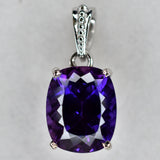 24 Ct Natural Cushion 925 Sterling Silver Pendant Purple Tanzanite CERTIFIED
