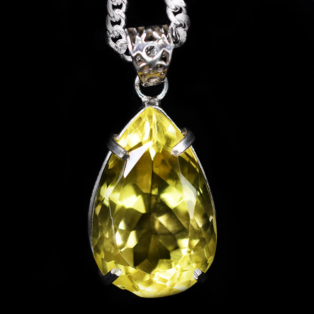 925 Sterling Silver Yellow Topaz Natural Pendant 73.20 Ct Certified Gemstone